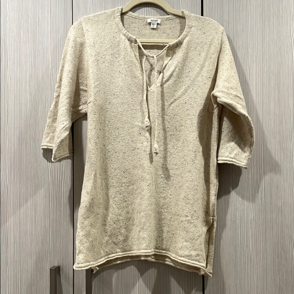 J Jill | Pure‎ Jill Lagenlook Peasant Tunic 3/4 Sleeve Sweater | Cream | Small